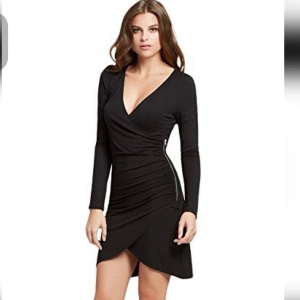 New without tags Guess black zipper wrap dress Large